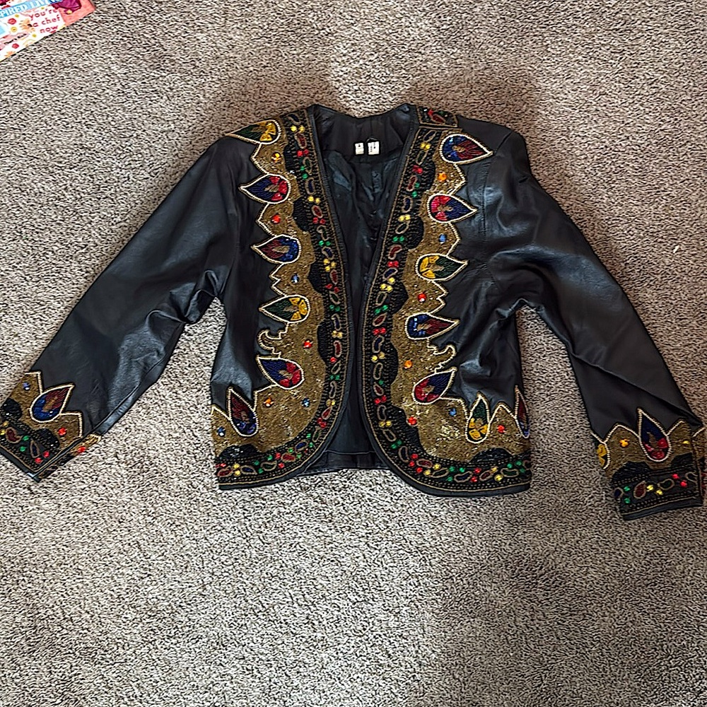 GENUINE LEATHER/ BEADED JACKET 💎